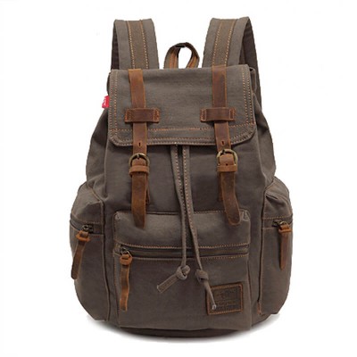 KP9 OXFORD™ Canvas und Leder  Damen Rucksack - army grun 16"